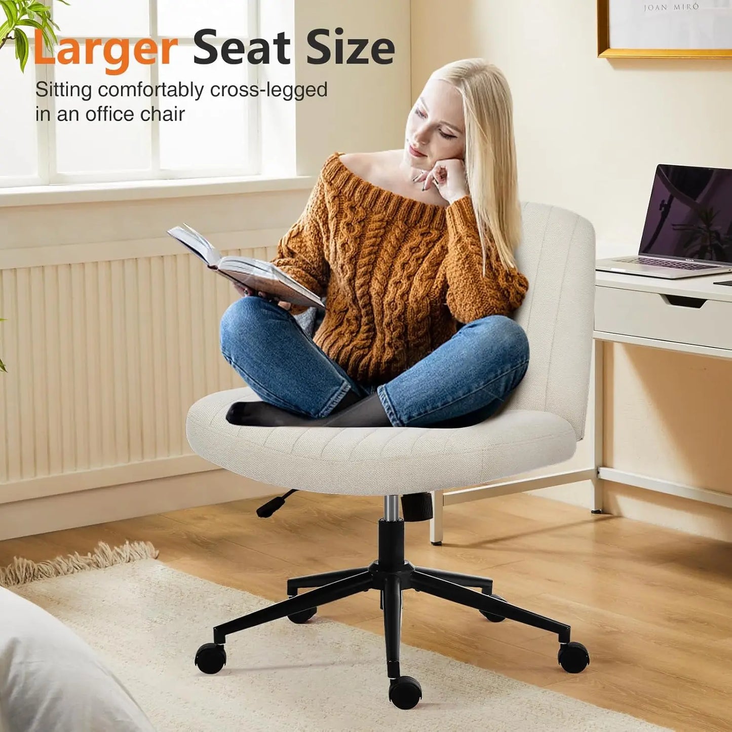 Adjustable Swivel Desk Chair With Wheels And Wide Seat