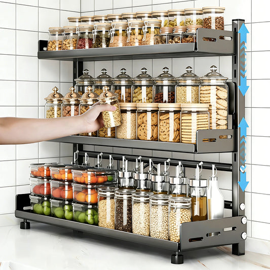 Three-Tier Height Adjustable Spice Rack