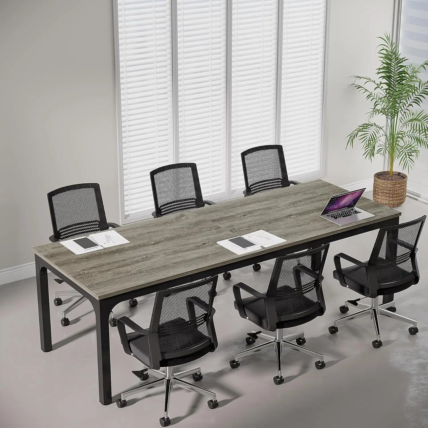 Large Conference Room Table With Metal Frame For Meetings