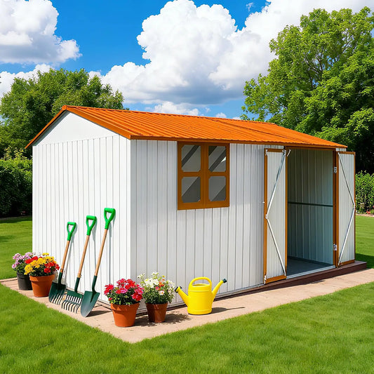 Metal Outdoor Storage Shed With Floor For Garden Tools Lockable