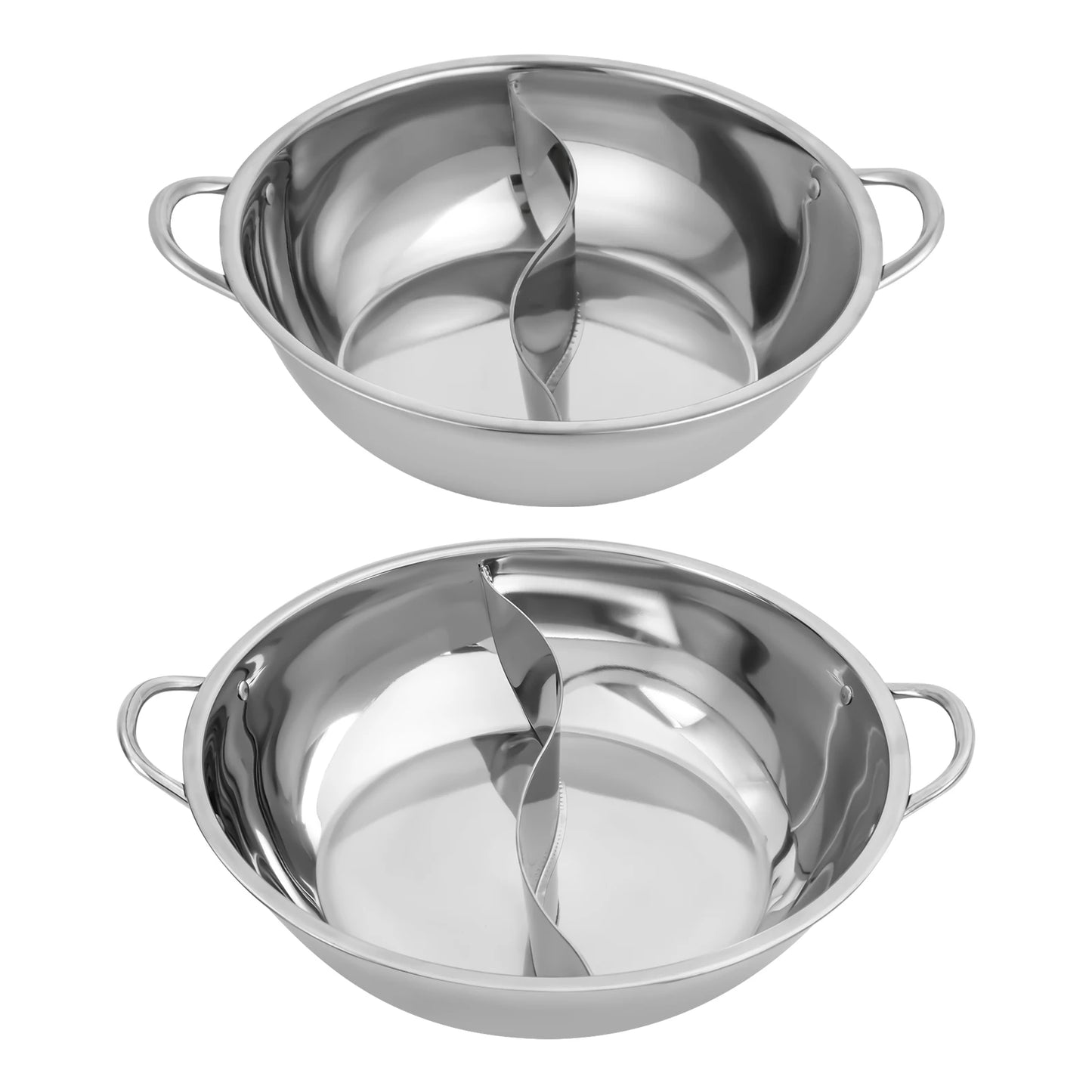 Stainless Steel Hot Pot Set With Divider And Glass Lid