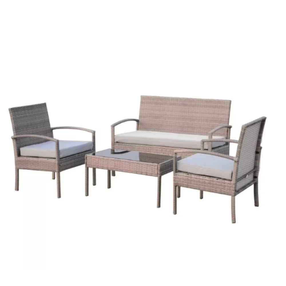 Patio Furniture Set With Cushions Chairs Sofa And Tea Table