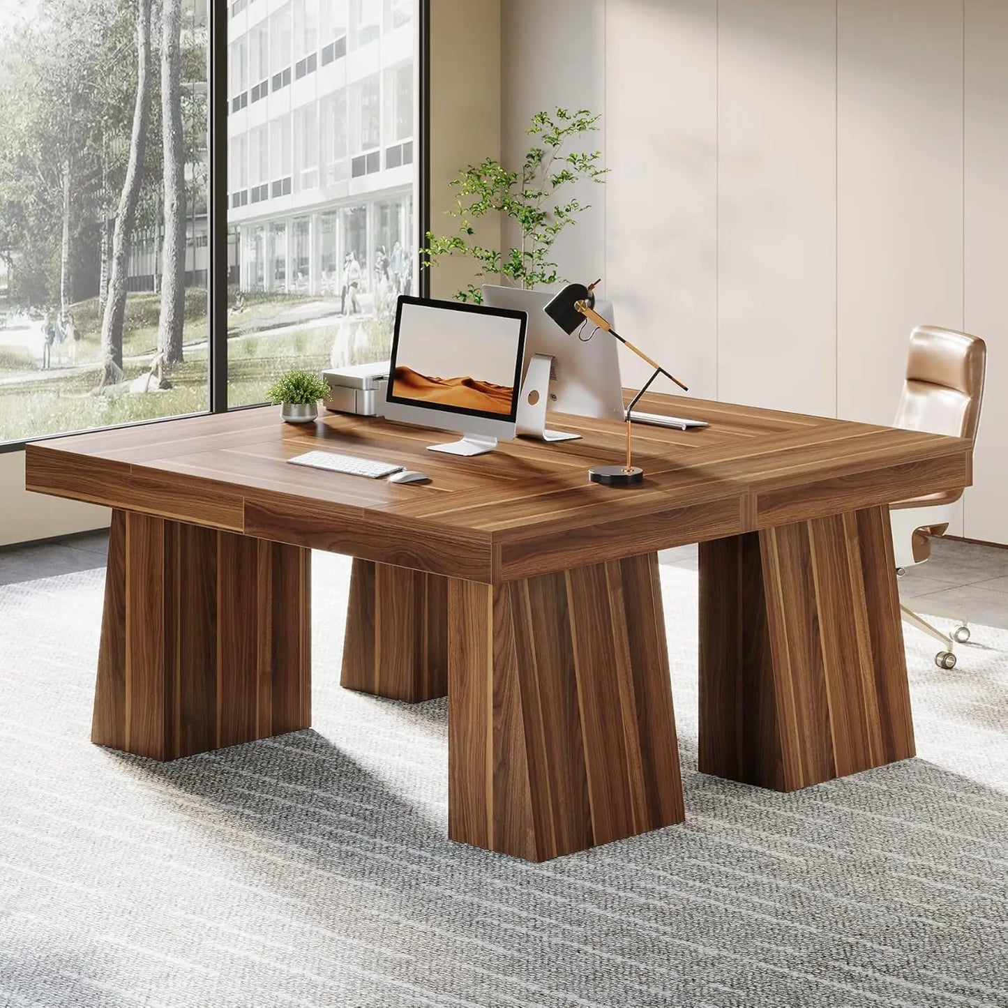 NONEDesk Executive Desk Modern Minimalist Wood Office Desk