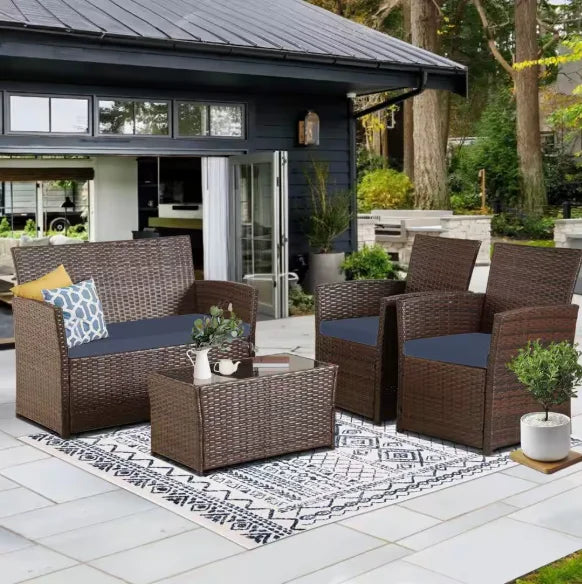 Patio Furniture Set With Cushions Chairs Sofa And Tea Table