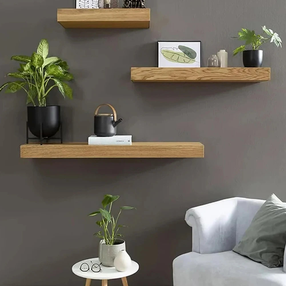 Wooden Concealed Floating Shelf With Secret Compartment Storage Rack