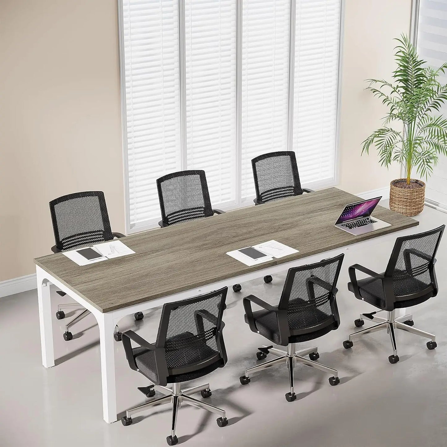 Large Conference Room Table With Metal Frame For Meetings