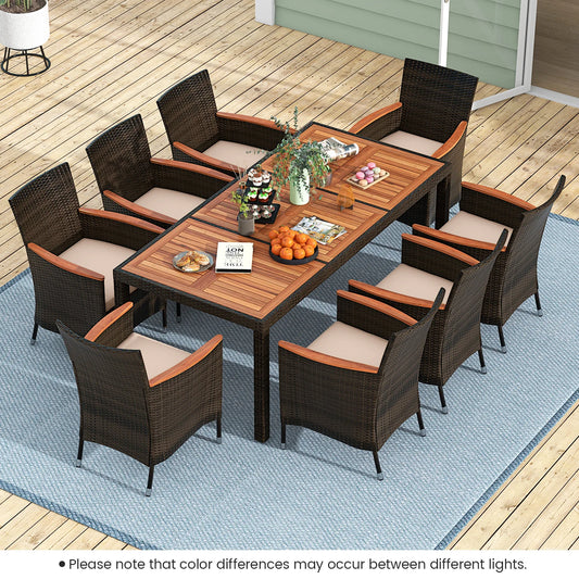 HOMASIS 9-Piece Patio Wicker Dining Set With Cushions